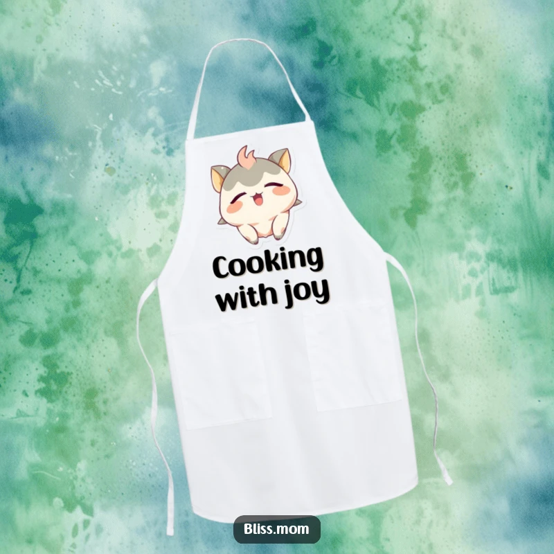 Funny Apron: An ecstatic creature with closed eyes tilts its head back, cooking with hilarious, blissful focus.