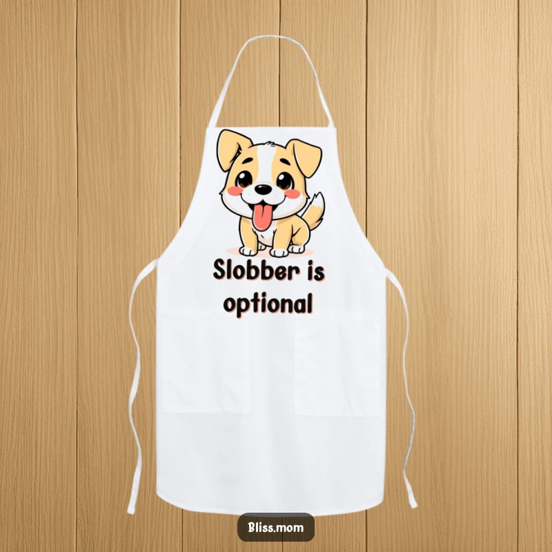 Funny Dog Apron: A happy dog with tongue out and tail wagging, ready to assist in the kitchen with enthusiasm.