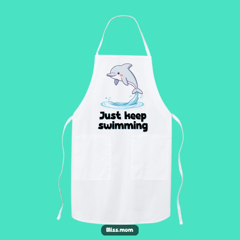 Funny Dolphin Apron: Gleeful Kawaii Leaping Marine Mammal, Kitchen Humor Gift