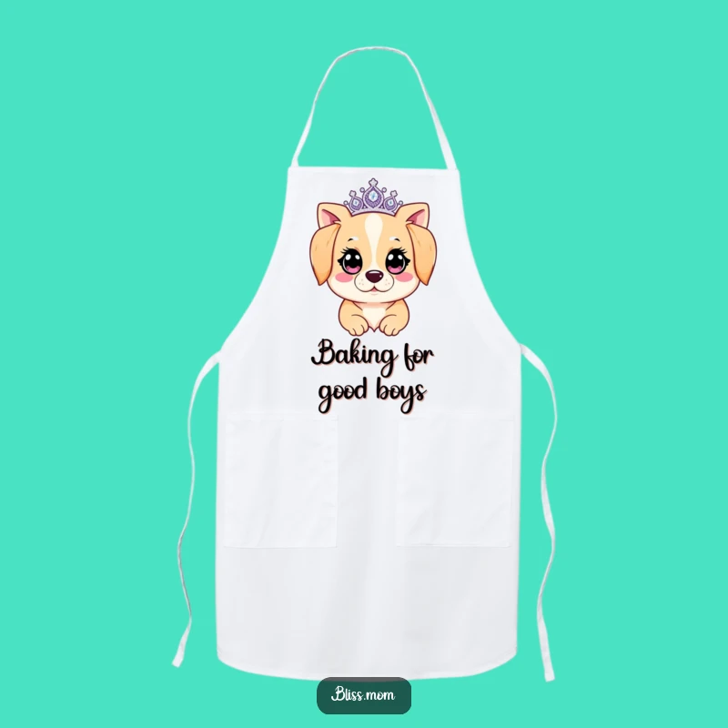 Funny Kawaii Dog Mom Apron: Sparkling Tiara Chef, Perfect Funny Gift for Cooks
