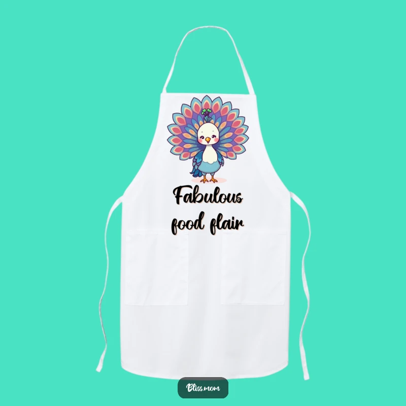 Funny Kawaii Peacock Mom Apron: Colorful Kitchen Pride, Perfect Cooking Gift