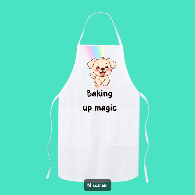 Funny Puppy Rainbow Chase Apron: Cook with Canine Charm!