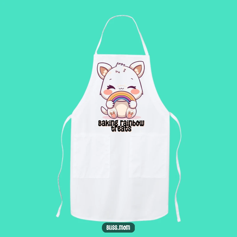 Funny Winking Animal Apron: Cook with Playful Magic and Rainbow Flair