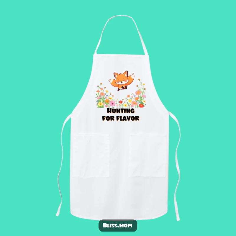 Funny Fox Wildflower Kitchen Apron - Chef's Whimsical Outfit Gift