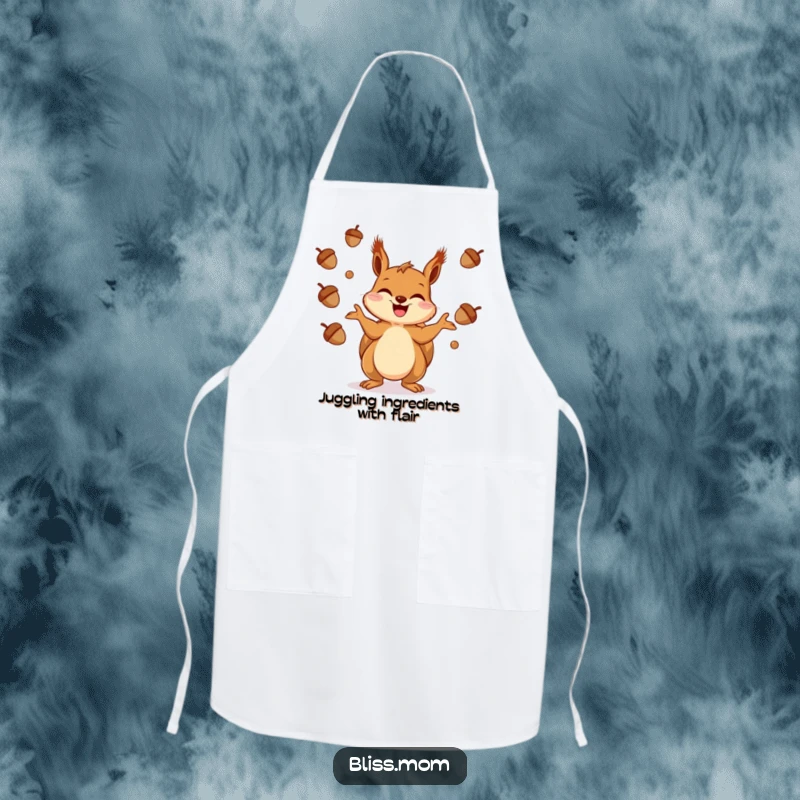 Funny Squirrel Apron: A giggling squirrel juggling acorns, ready to add fun to any kitchen task.