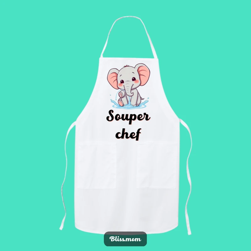 Funny Kawaii Elephant Water Spray Apron: Cute Kitchen Pachyderm Gift