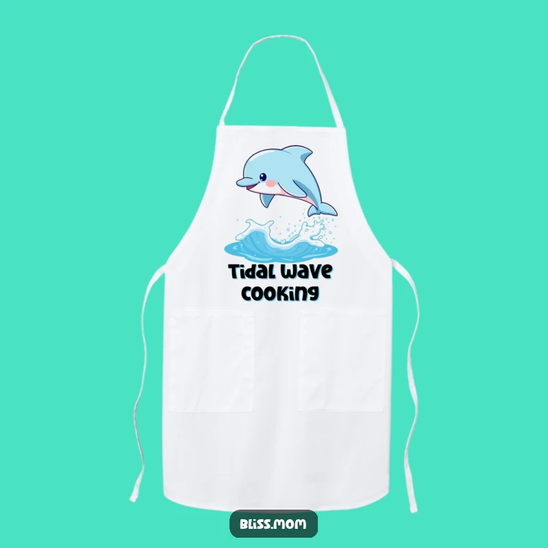 Funny Kawaii Dolphin Mom Apron: Playful Kitchen Splash, Perfect Cooking Gift