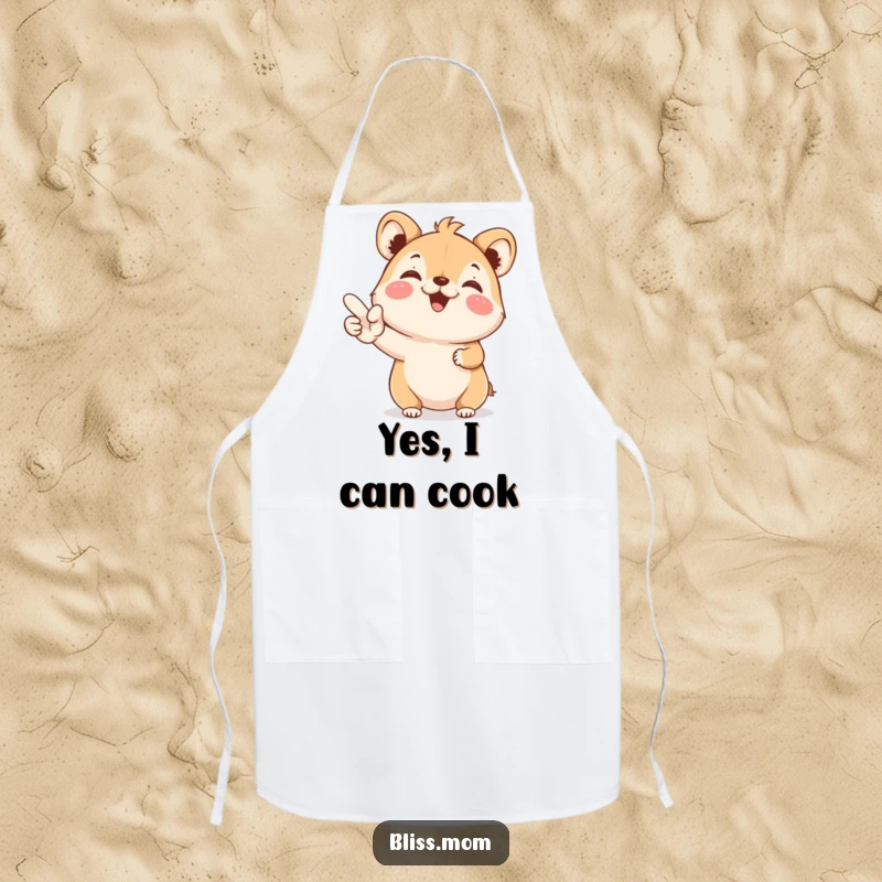 Funny Apron: A joyful animal beams while holding a YES sign, perfect for adding an enthusiastic touch to kitchen activities.