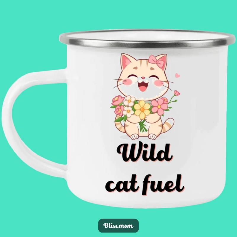 Durable Funny Kawaii Cat Mom Camping Mug: Laughing Floral Companion, Great Funny Gift