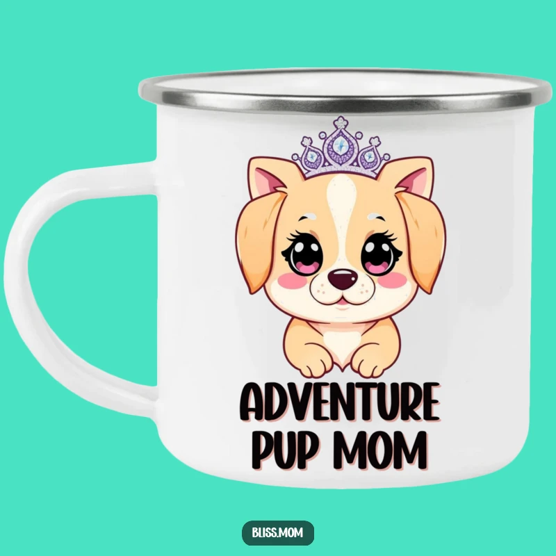 Durable Funny Kawaii Dog Mom Camping Mug: Sparkling Tiara Companion, Great Funny Gift