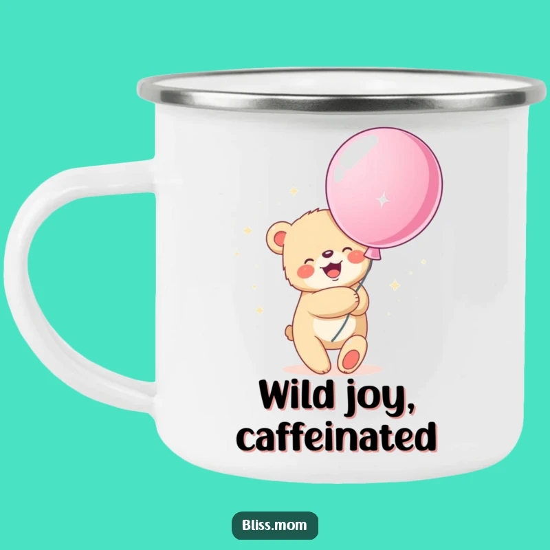 Funny Bear Cub Balloon Hug Camping Mug: Adventure in Every Sip!