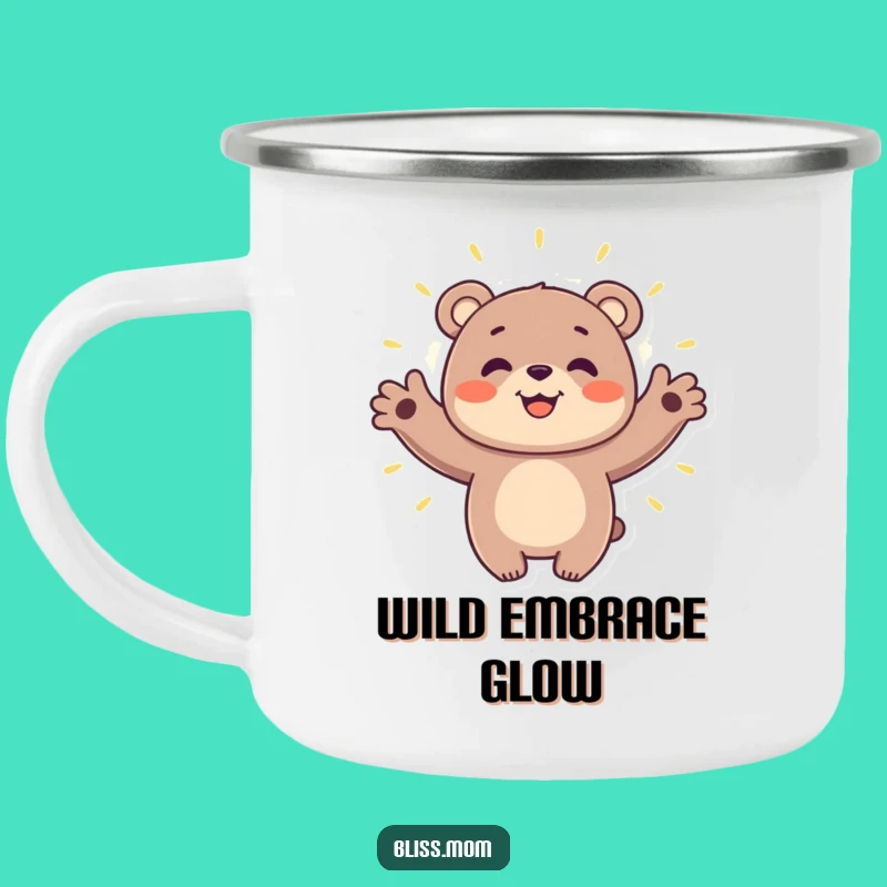 Funny Bear Hugging Aura Camping Mug - Warm Spirit Camp Cup