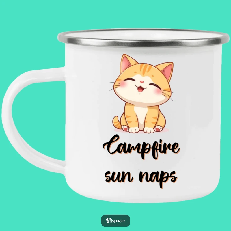 Funny Cat Sunbeam Camping Mug: Rugged Pet Character Funny Gift