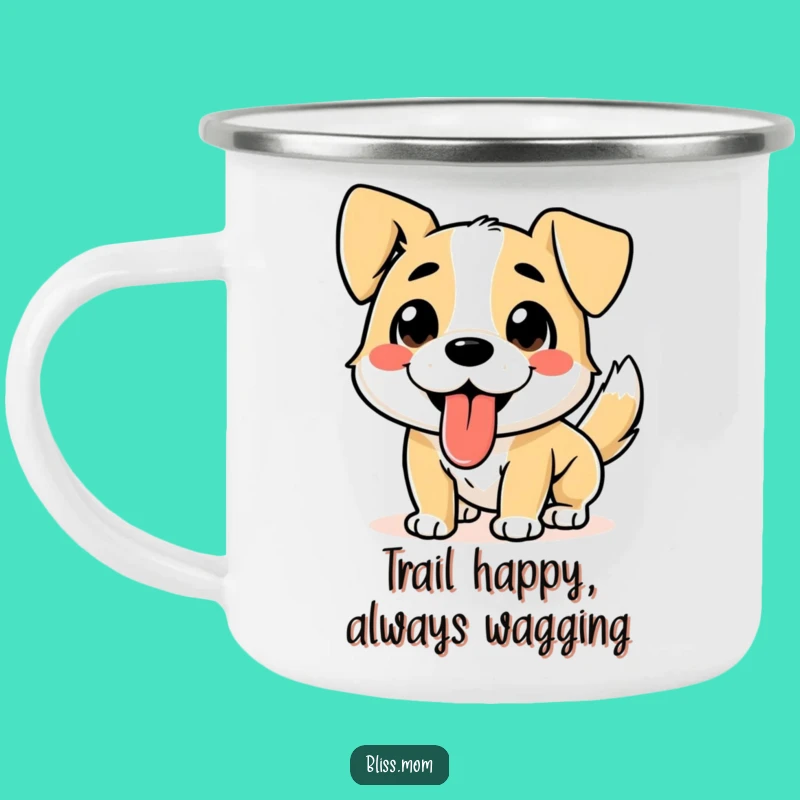 Funny Dog Camping Mug - Tongue Out Wagging Tail, Rugged Funny Gift for Outdoors