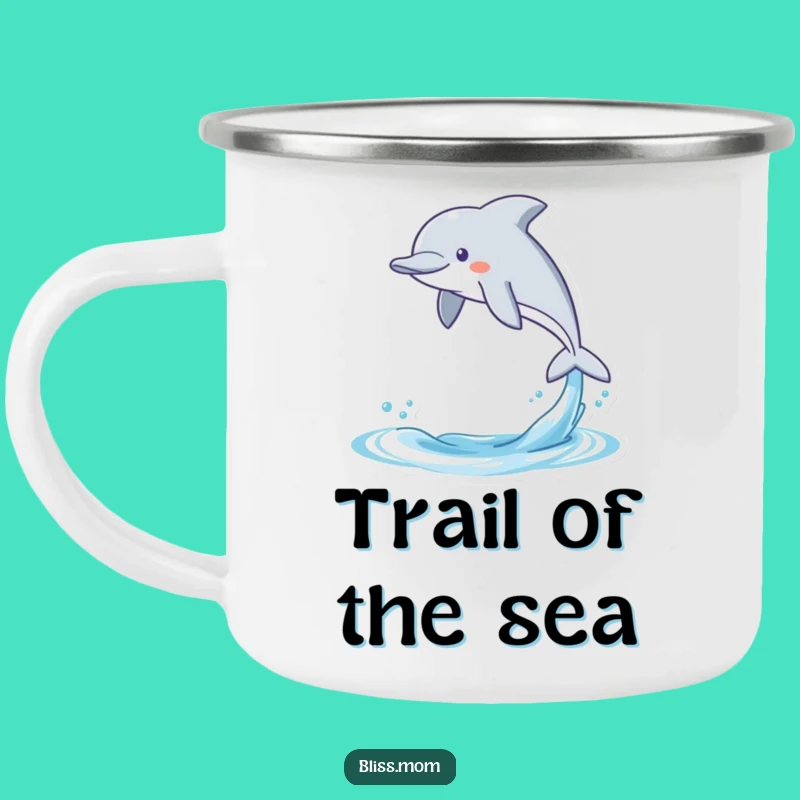 Funny Dolphin Camping Mug: Gleeful Kawaii Leaping Marine Mammal, Outdoor Humor Gift