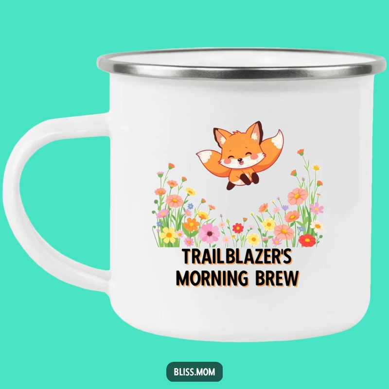 Funny Fox Wildflower Enamel Camping Mug - Outdoor Adventure Gift