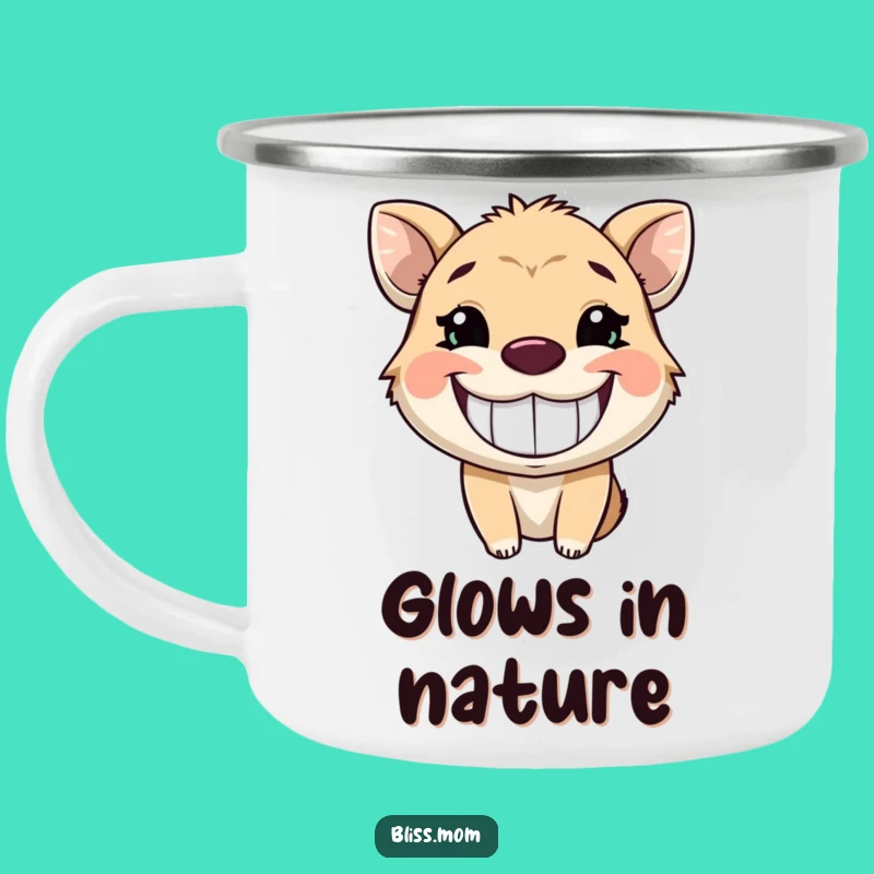 Funny Grinning Animal Camping Mug: Rugged Glowing Joyful Beast Cup, Perfect Funny Gift