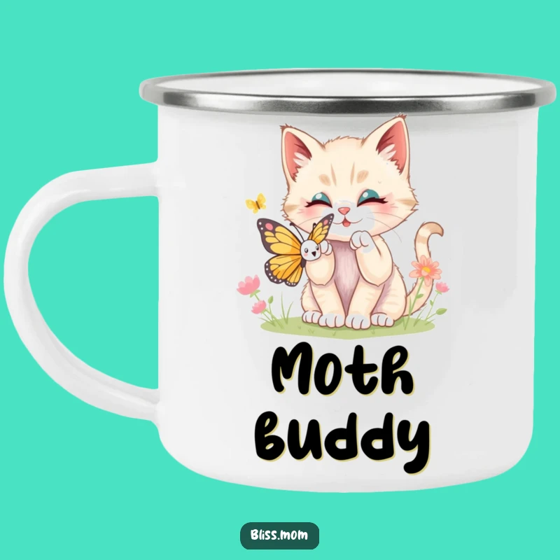 Funny Kawaii Kitten Butterfly Camping Mug: Outdoor Adventure Gift