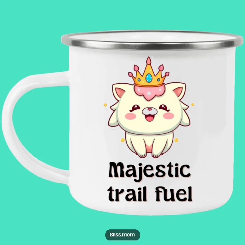 Funny Sparkly Crown Creature Camping Mug: Happy Adventures Under a Royal Crown