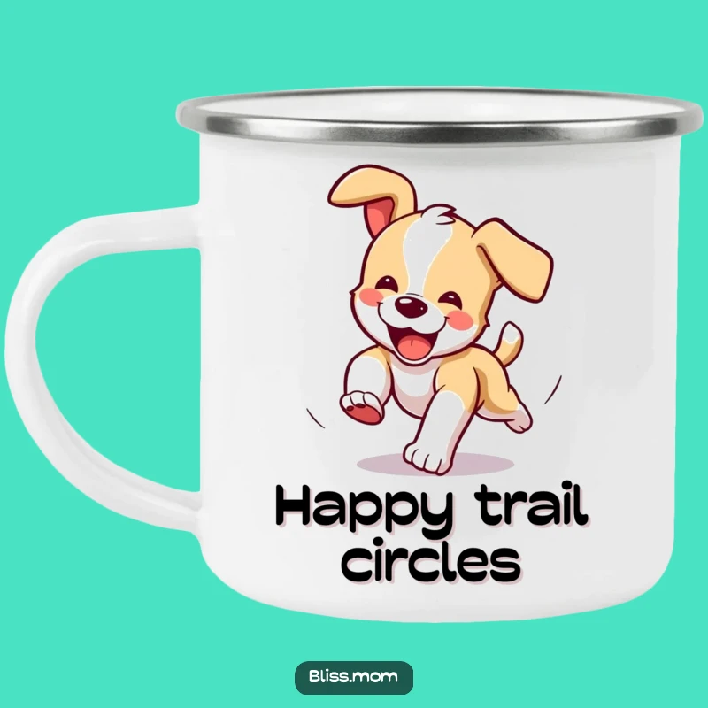 Funny Puppy Tail Chaser Camping Mug: Adventure Gift for Dog Lovers