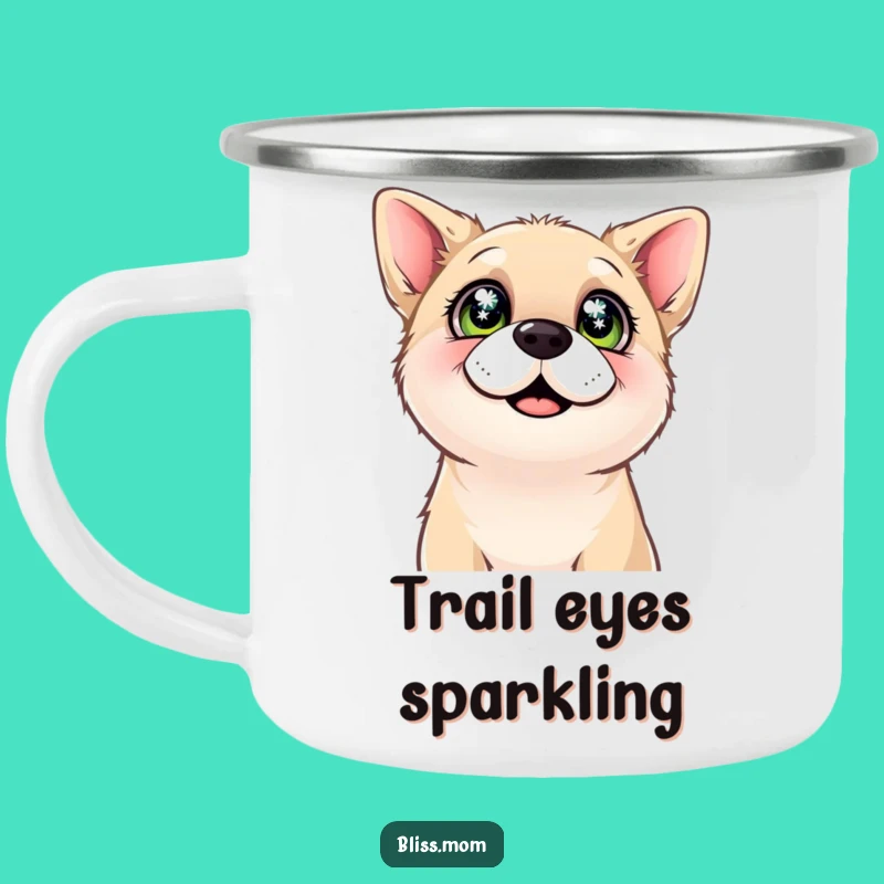 Funny Dog Campfire Mug: Content Pup's Sparkling Outdoor Joy