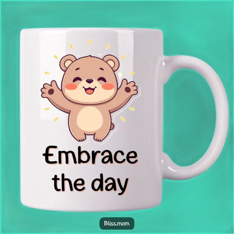 Funny Bear Hugging Aura Mug - Smiling Spirit Embracer Gift