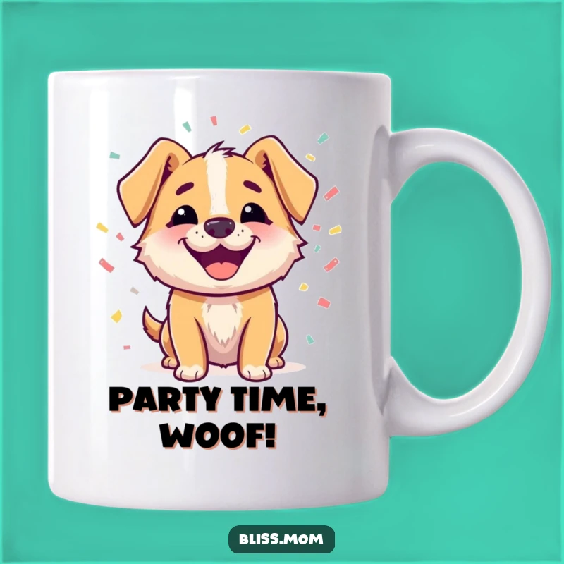 Funny Dog Confetti Mug - Happy Pup Celebration Coffee Cup, Gift