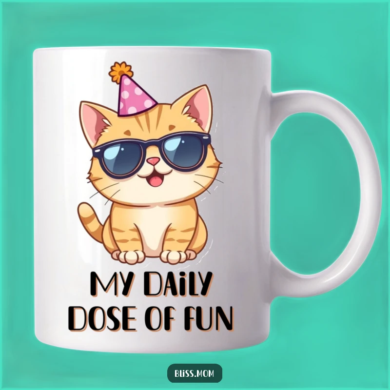 Funny Giggling Cat in Sunglasses Party Hat Mug: Your Perfect Funny Gift!