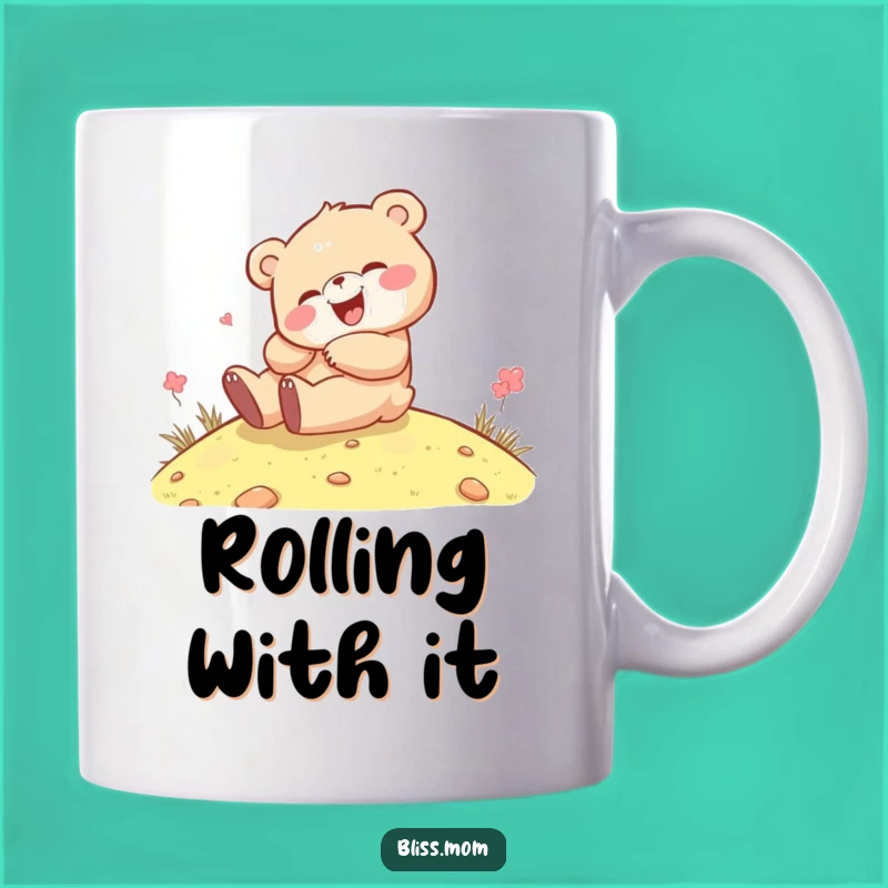Funny Kawaii Bear Cub Rolling Mug: Giggling Joyful Playful Gift