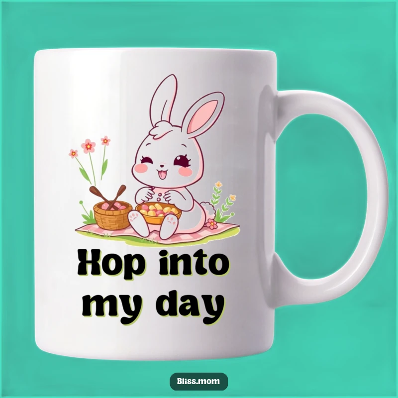 Funny Kawaii Bunny Mom Mug: Radiant Picnic Smile, Perfect Funny Gift for Her