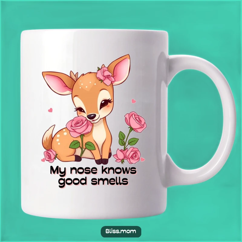Funny Kawaii Deer Mom Mug: A Delightful Rose Sniffer, Perfect Gift for Moms