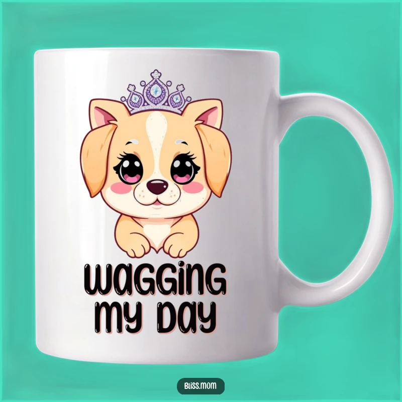 Funny Kawaii Dog Mom Mug: Sparkling Tiara Queen, Perfect Funny Gift for Her