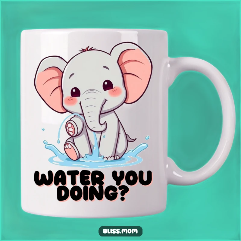 Funny Kawaii Elephant Water Spray Mug: Joyful Delightful Pachyderm Gift
