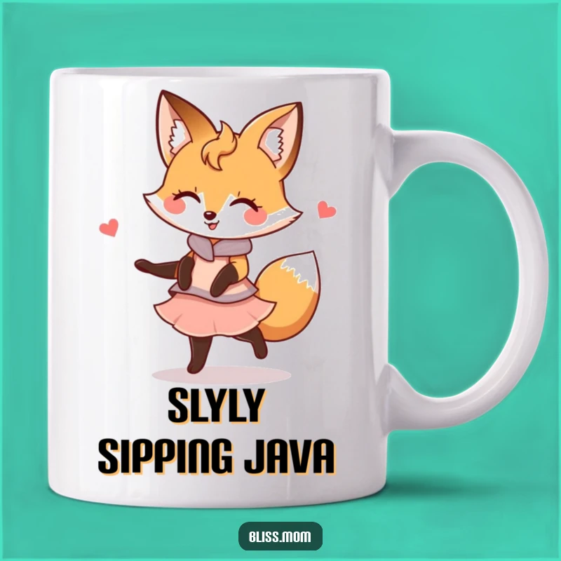 Funny Kawaii Fox Mom Mug: Graceful Twirl Delight, Perfect Funny Gift for Her