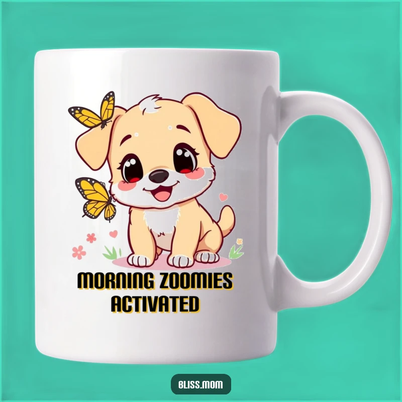Funny Puppy Mom Mug: Heart Eyes Joyful Butterfly Chase, Perfect Cute Dog Lover Gift