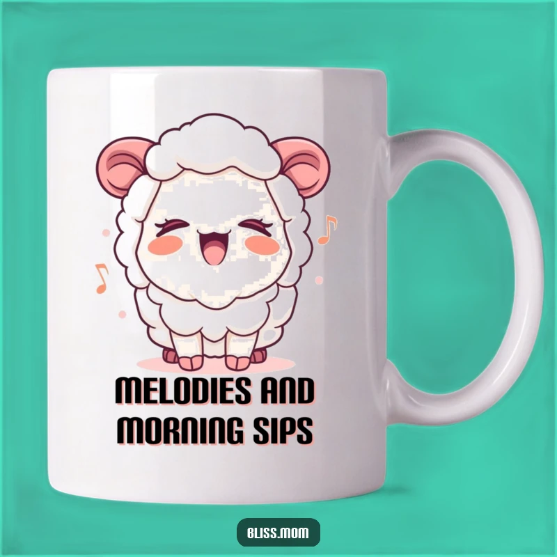 Funny Kawaii Sheep Mom Mug: Cheerful Singing Melody, Perfect Gift for Music Lovers