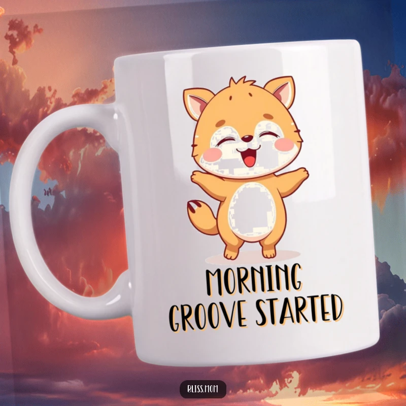 Funny animal doing a joyful happy dance with eyes closed in pure bliss and ecstasy, perfect for a cheerful gift.