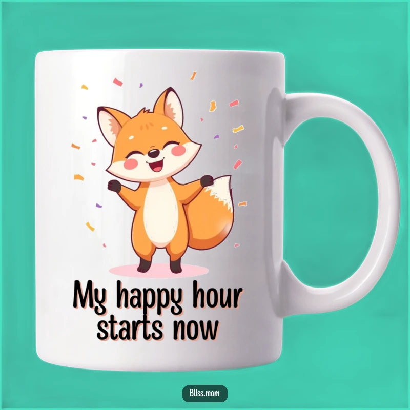 Funny Fox Dancing Mug: A Cheerful, Confetti-Filled Gift for Fox Lovers