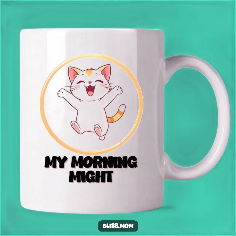Funny Cat Jumping Hoop Mug - Playful Feline Light Dancer Gift
