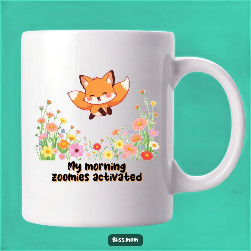 Funny Fox Wildflower Leap Mug - A Joyful Woodland Creature Gift