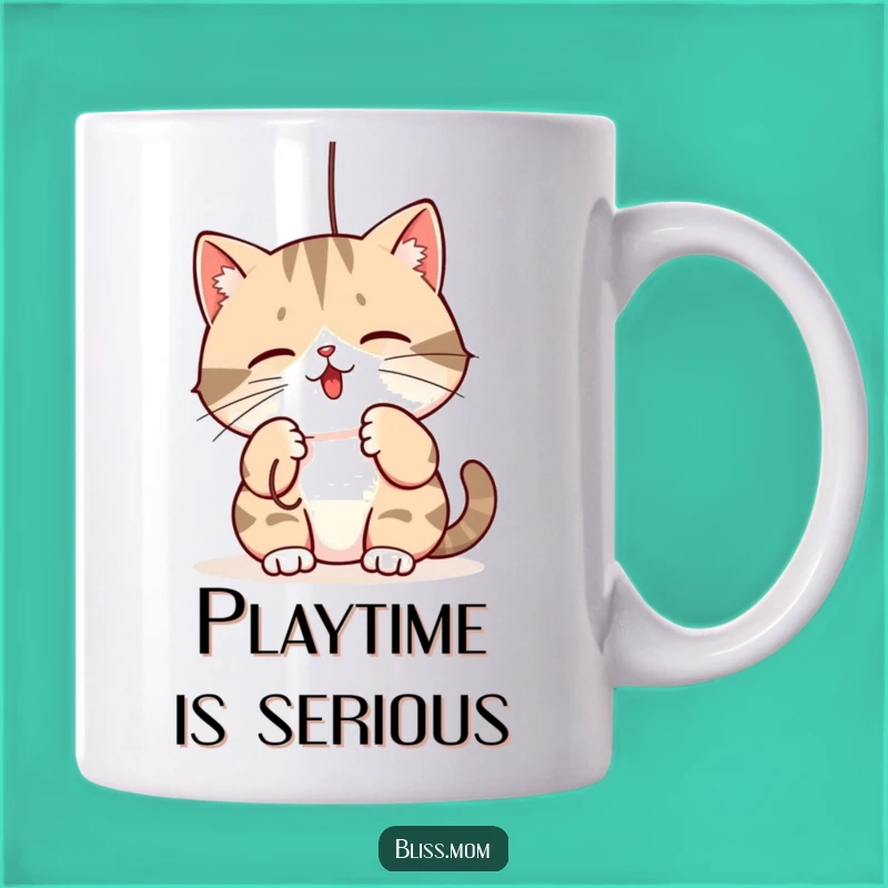 Funny Mama Cat Mug: Kawaii Playful String Batting, Perfect Cute Cat Lover Gift