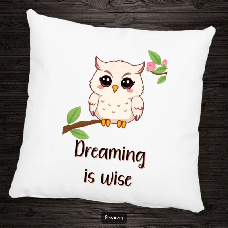 Funny Mama Owl Pillow, showing a beaming owl with a twinkle, perfect for cozying up with wise and whimsical charm. A lovely gift.
