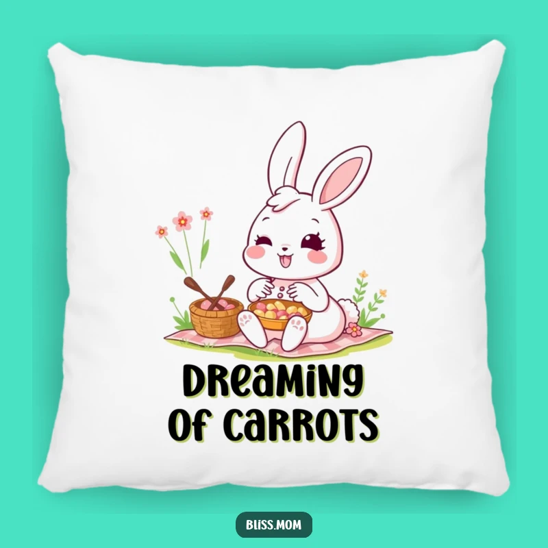Comfortable Funny Kawaii Bunny Mom Pillow: Radiant Picnic Buddy, Sweet Funny Gift