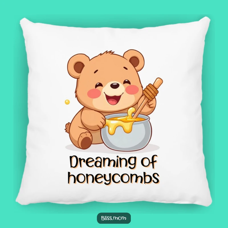 Funny Bear Cub Pillow - Honey Dreams, Soft Funny Gift for Cozy Comfort