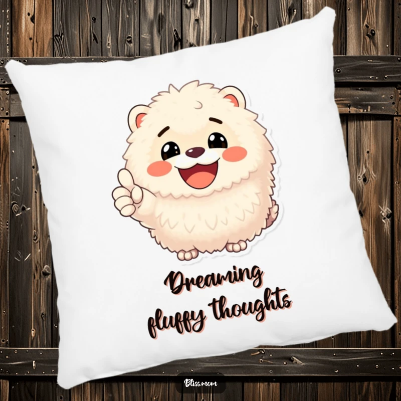 Funny pillow featuring a soft, fluffy animal with an incredibly happy smile and a supportive thumbs up gesture.