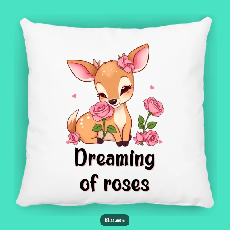 Funny Kawaii Deer Mom Pillow: Soft Rose Delight, Perfect Cozy Gift for Moms