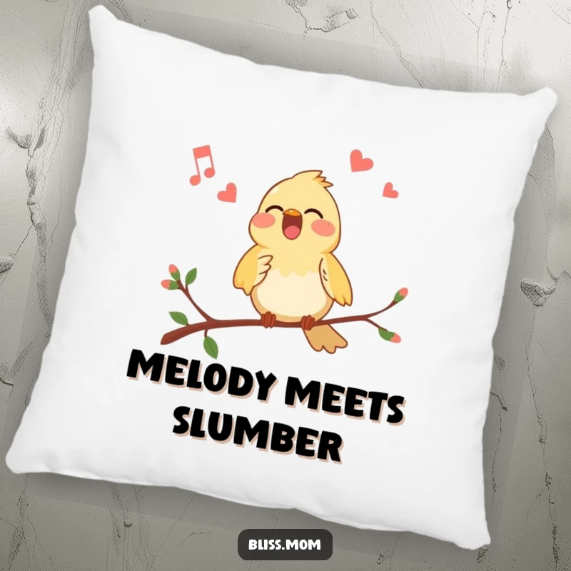 Funny Bird Pillow: A soft pillow depicting a cheerful bird singing its heart out on a branch.