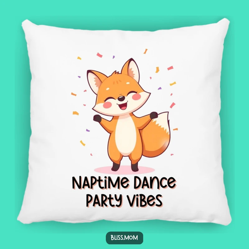 Funny Fox Dance Pillow: Cozy & Cheerful Confetti Throw Pillow
