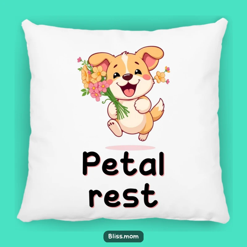 Funny Dog Flowers Pillow: Cozy Canine Cushion, Adorable Decor, Cheerful Funny Gift