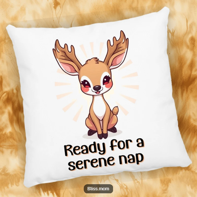 Funny deer mom pillow showcasing a radiant doe in a graceful, happy pose, perfect for adding decorative comfort.